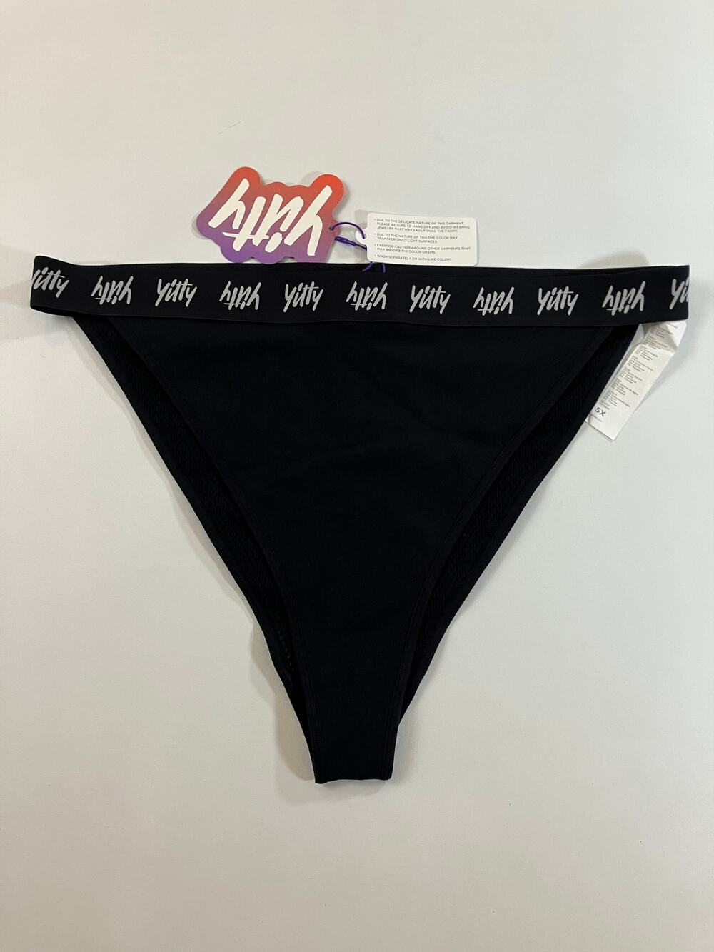 Yitty Major Label Bikini Brief Women 5X Black Logo Mesh Underwear NWT $39.95